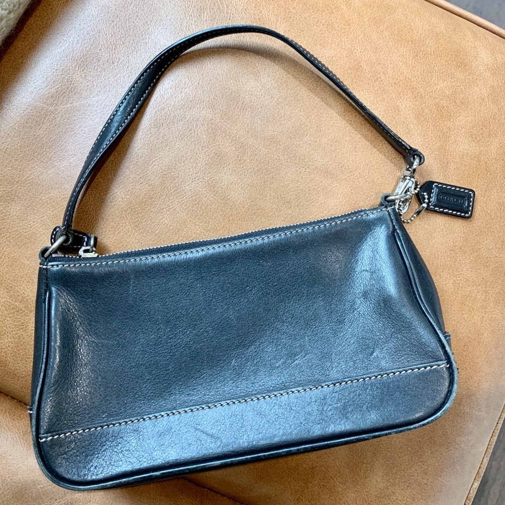 Coach Black Leather Pochette Bag